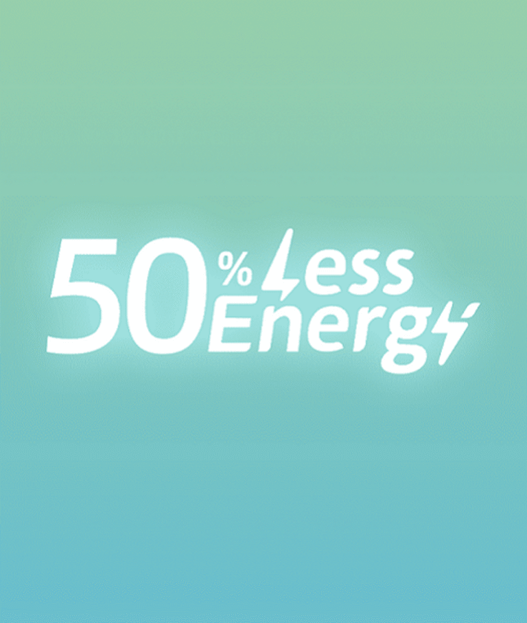 50 percent less energy